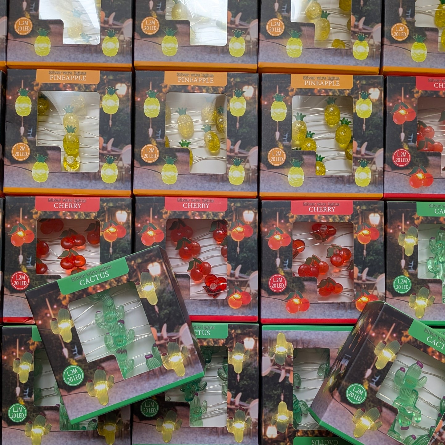 22 Guirlandes Lumineuse 20 LED Ananas / Cerise / Cactus