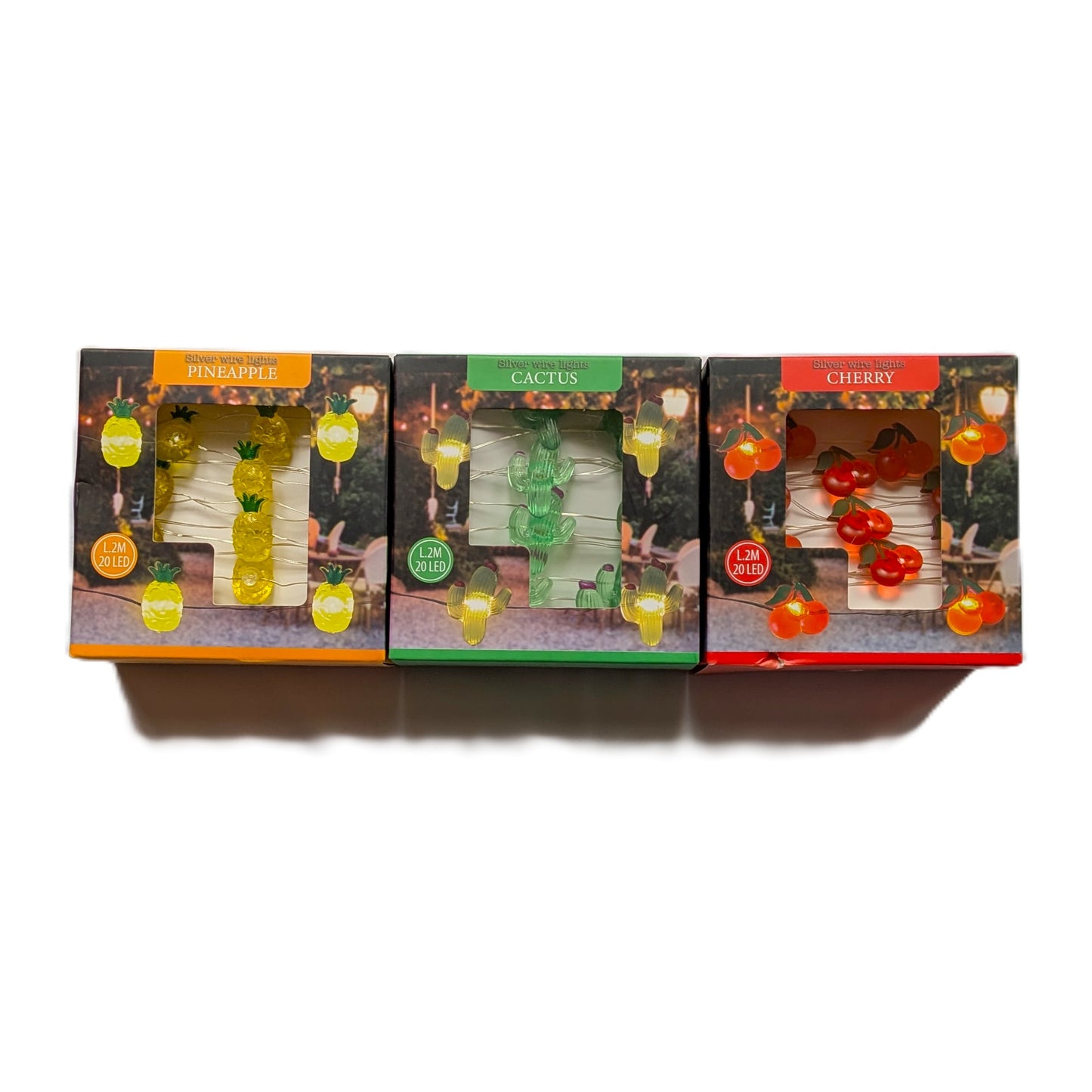 22 Guirlandes Lumineuse 20 LED Ananas / Cerise / Cactus