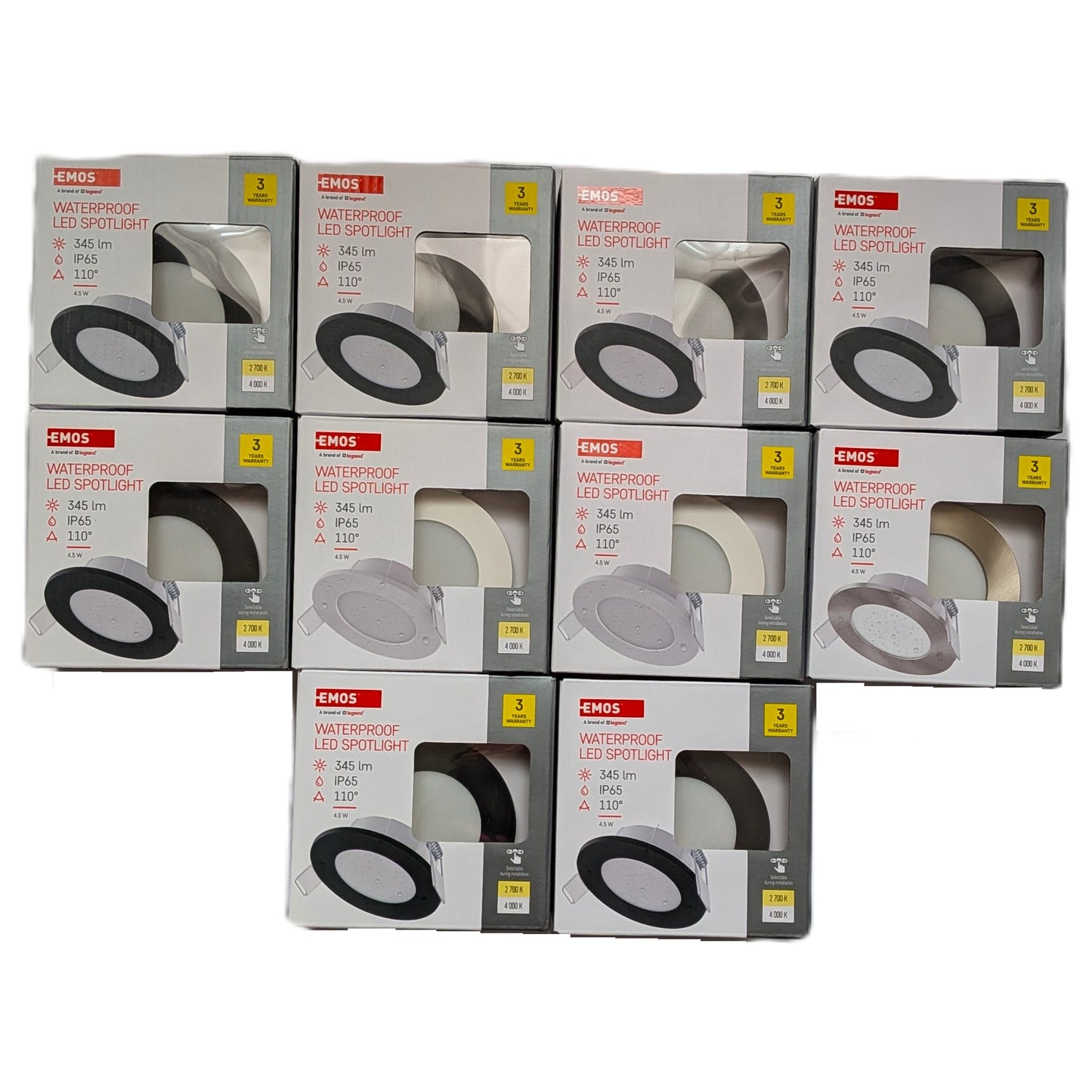 10 Spot LED encastré 4,5 W étanche 345 lumens 2700 K/4000 K angle 110° Emos / Legrand