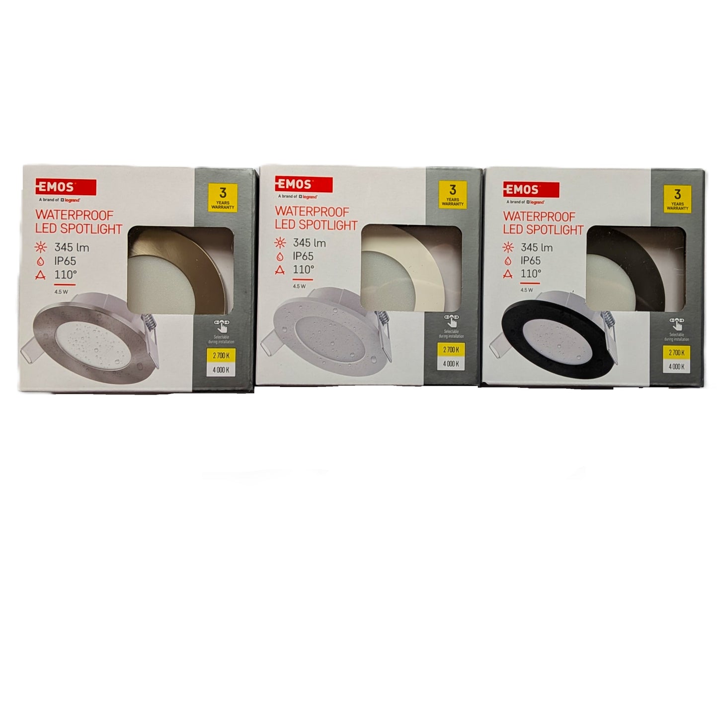 10 Spot LED encastré 4,5 W étanche 345 lumens 2700 K/4000 K angle 110° Emos / Legrand