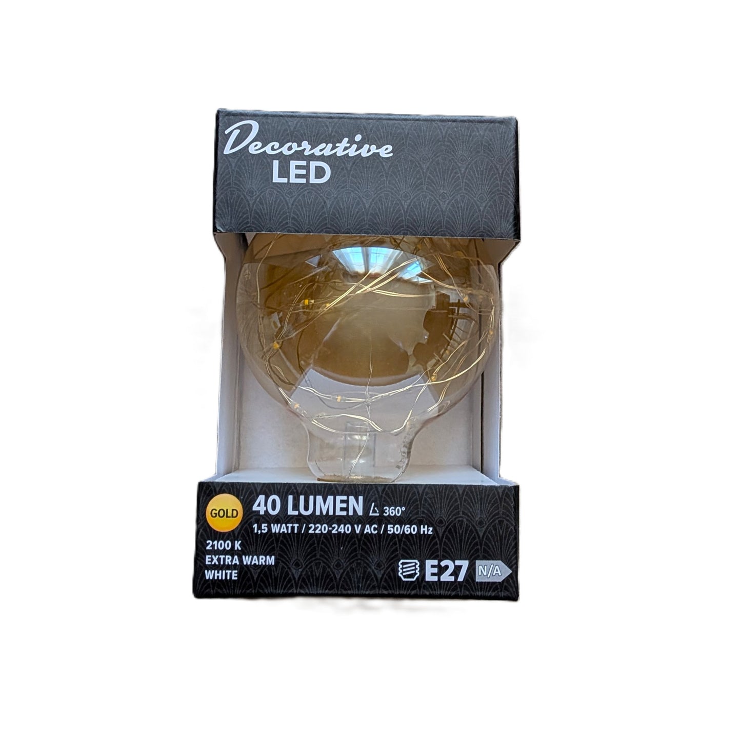 Ampoule LED décorative E27 à filament doré, couleur blanc extra blanc 40 Lumen