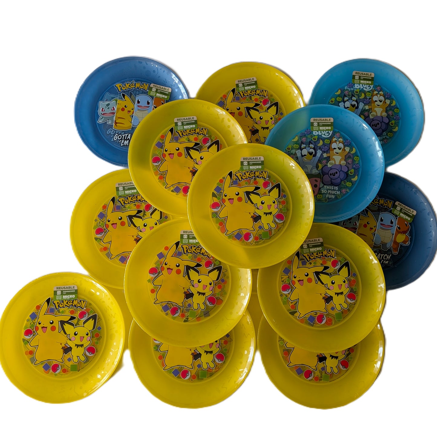 14 Paquets de 4 Assiettes plate réutilisables Pokémon - Bluey