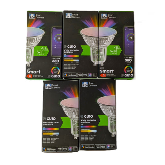 5 Ampoules / Spot connectées LSC Smart Connect Wifi Led GU10 RGB Dimmable