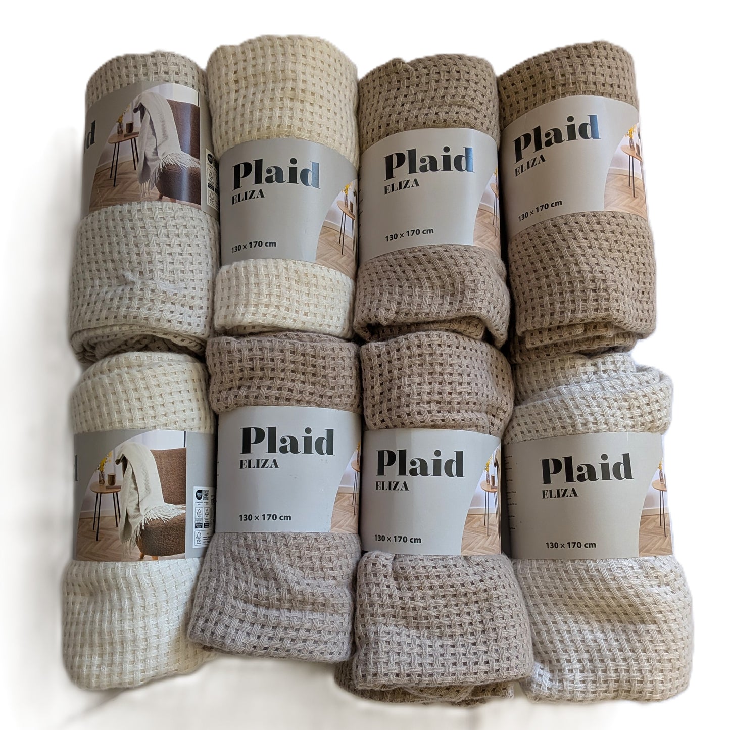 8 Plaids gaufré 130 x 170 cm Douce