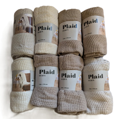 8 Plaids gaufré 130 x 170 cm Douce
