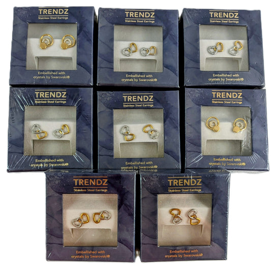 8 Coffrets Boucles oreilles plaqué or et cristaux Swarovski