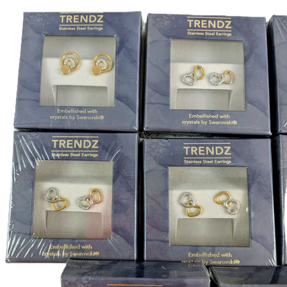 8 Coffrets Boucles oreilles plaqué or et cristaux Swarovski