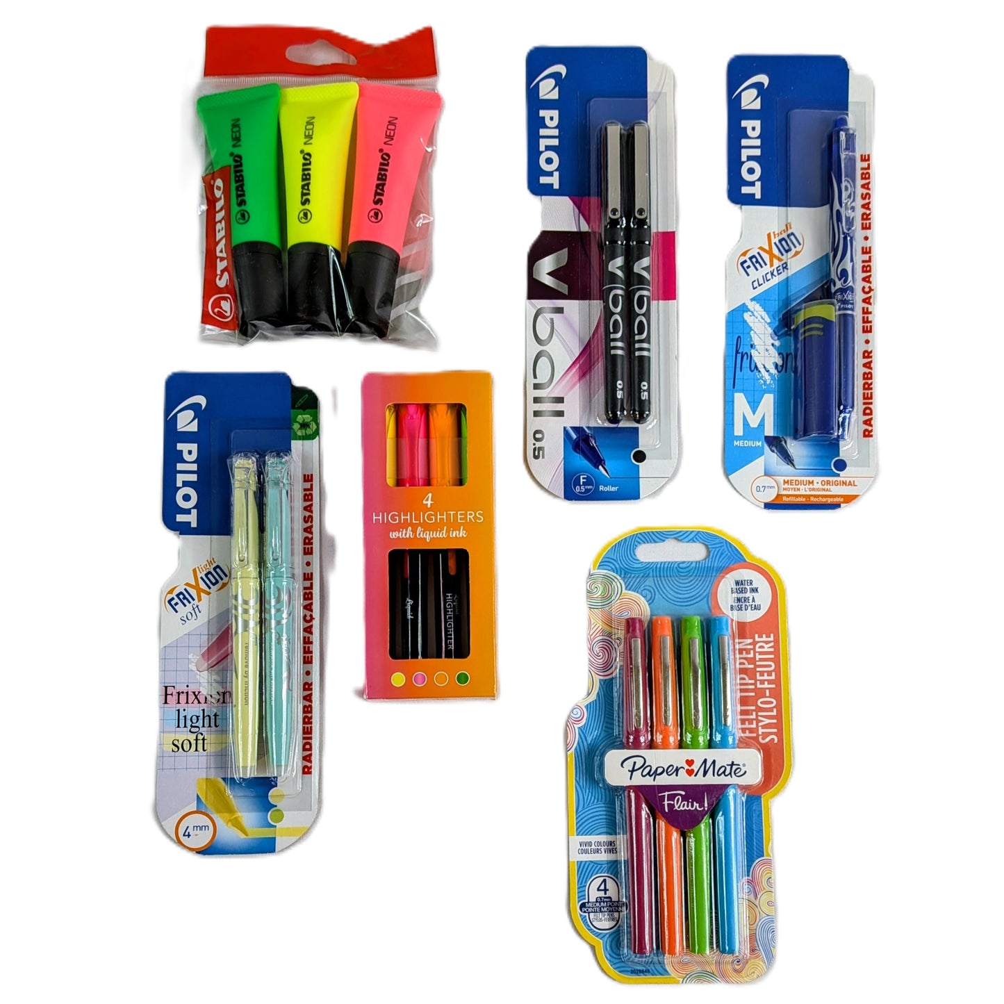 95 Paquets de Stylo Gel , Surligneur...Pilot, Stabilo, Papper Mat...