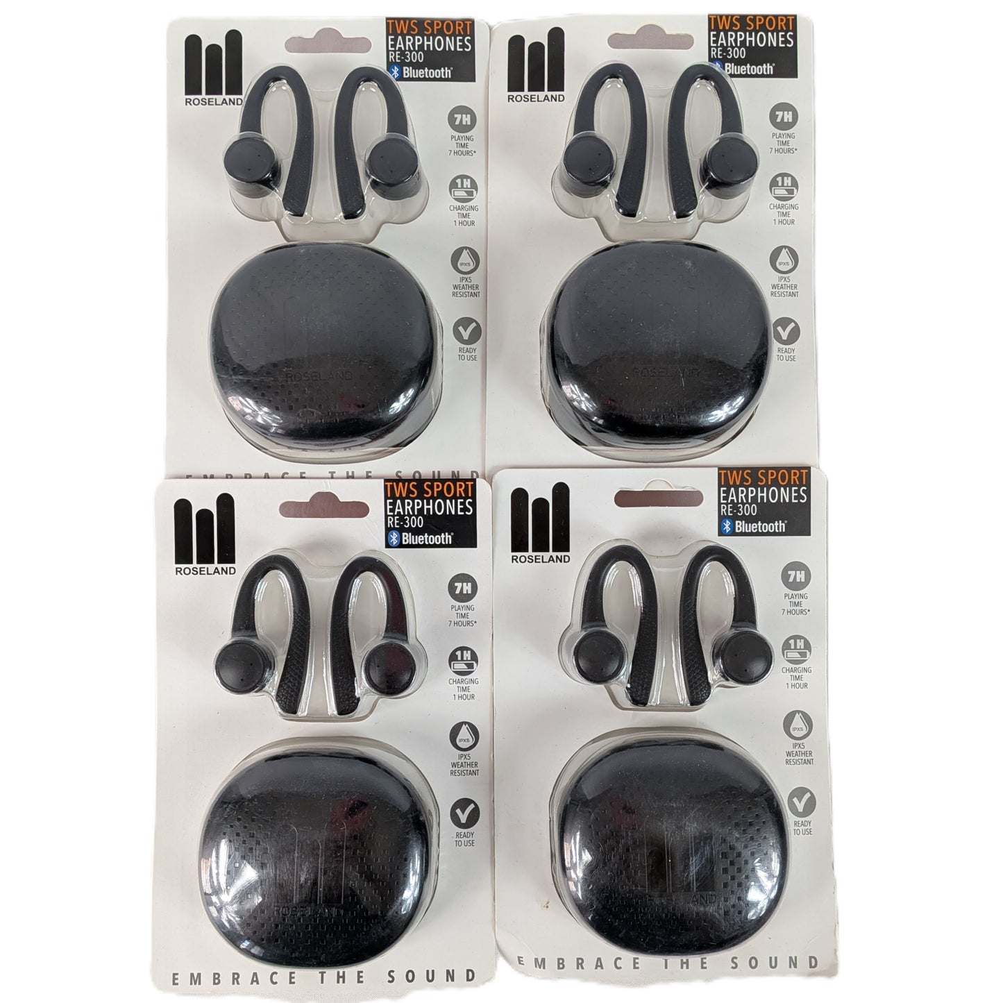 4 Ecouteurs Sans Fil Bluetooth avec crochet d'oreille en silicone