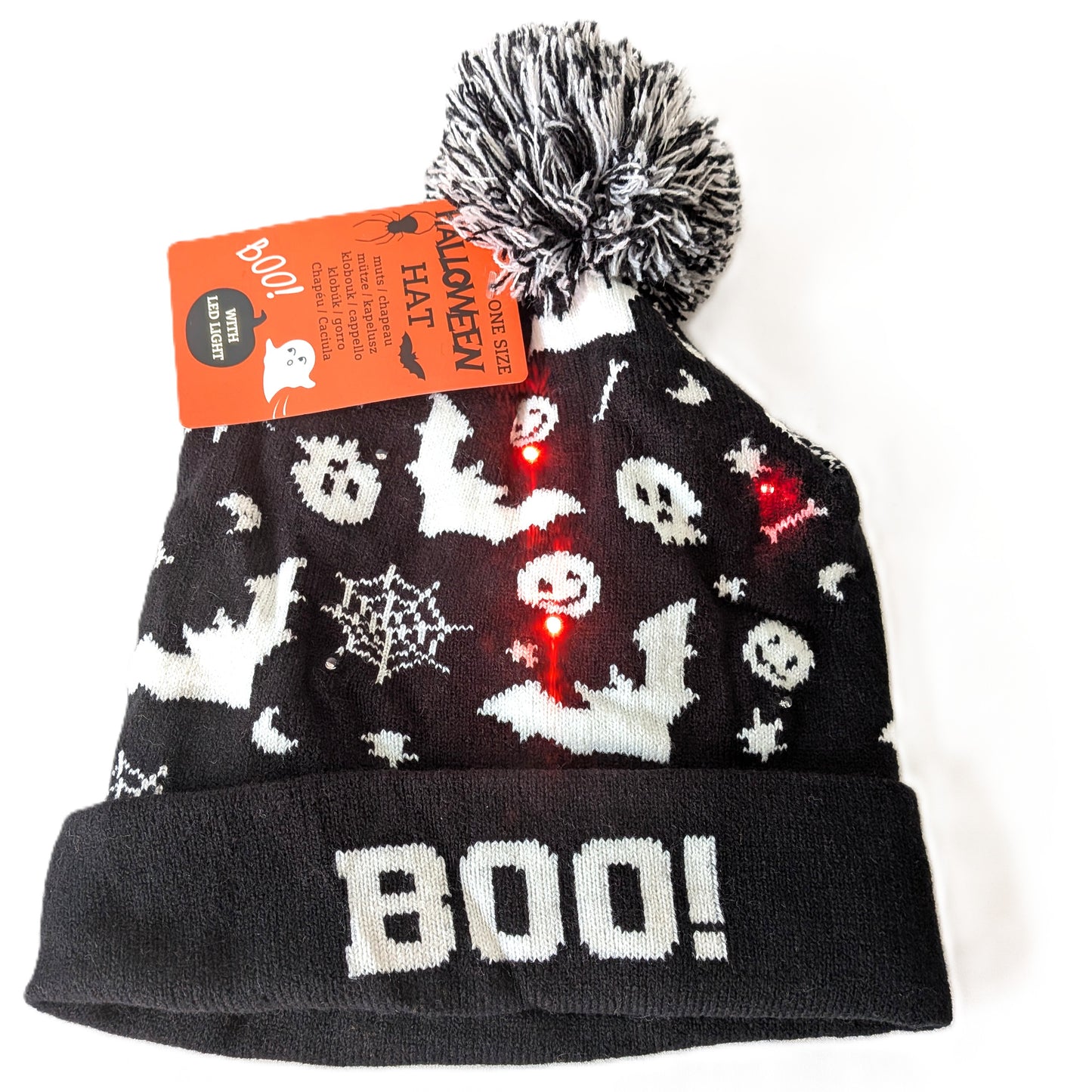 29 Bonnets épais lumineux à LED avec pompon Halloween  T.U