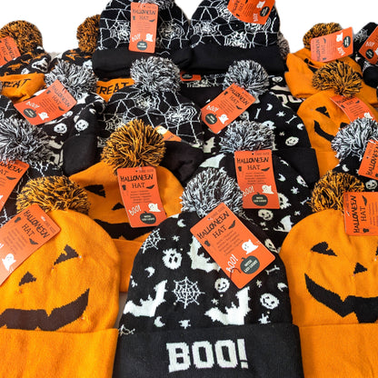 29 Bonnets épais lumineux à LED avec pompon Halloween  T.U