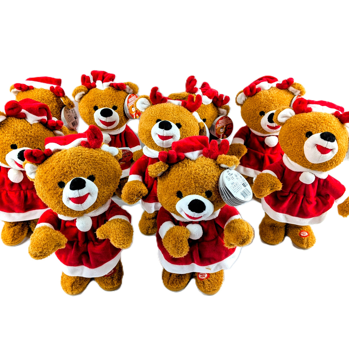 9 Peluches Rennes Fille chantant et dansant, décoration de Noël de 34 cm