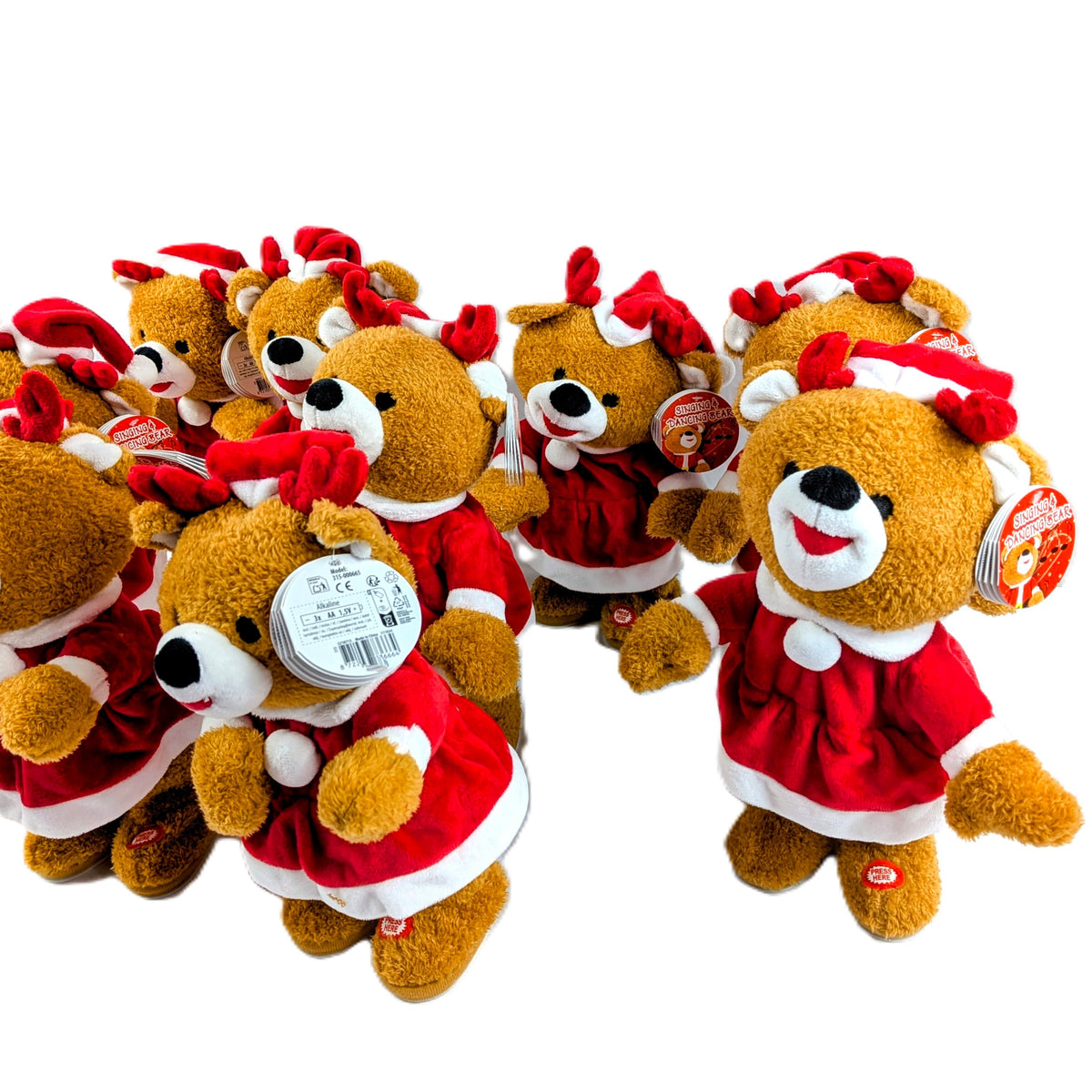 9 Peluches Rennes Fille chantant et dansant, décoration de Noël de 34 cm