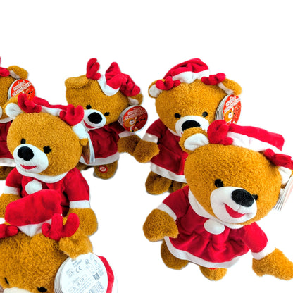 9 Peluches Rennes Fille chantant et dansant, décoration de Noël de 34 cm
