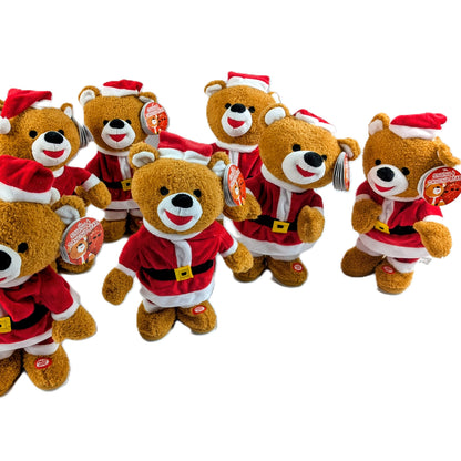 9 Ours en peluche Père Noël Garçon chantant et dansant, décoration de Noël de 34 cm