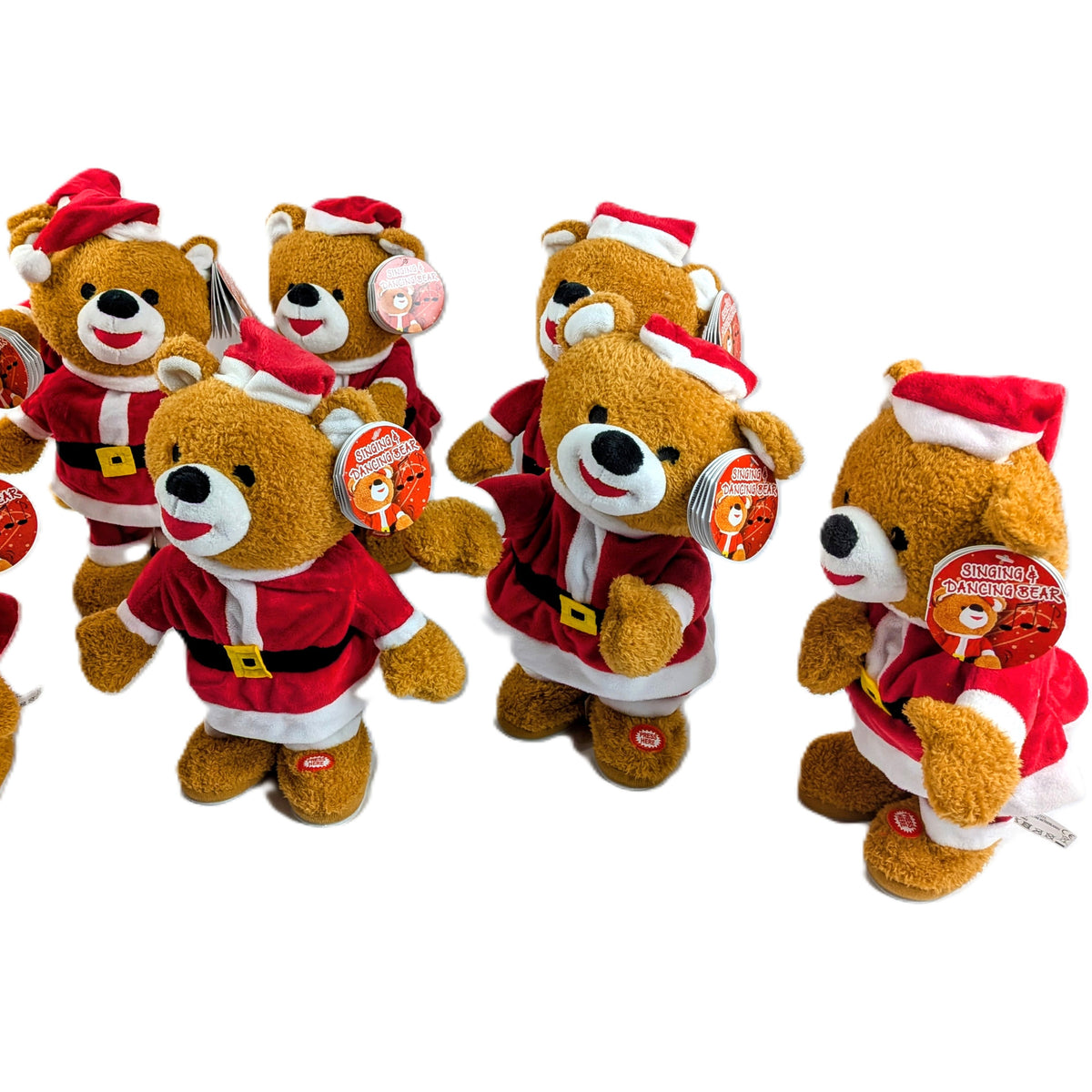 9 Ours en peluche Père Noël Garçon chantant et dansant, décoration de Noël de 34 cm