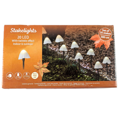 4 Boites : Lampe de jardin LED champignon fonctionne avec piles, 20 LED, 3,8 m - 8 Fonctions