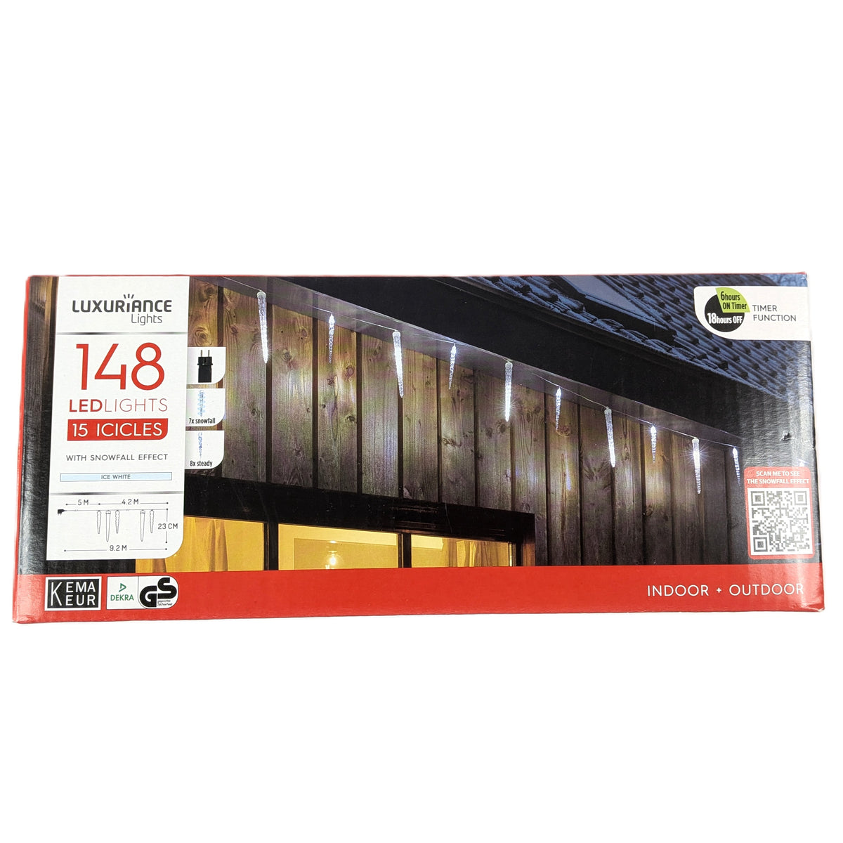 6 Boites de Guirlandes 148 Led Blanc froid 9 mètres - 15 stalactites intérieur/ extérieur avec minuterie