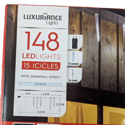6 Boites de Guirlandes 148 Led Blanc froid 9 mètres - 15 stalactites intérieur/ extérieur avec minuterie
