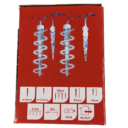 6 Boites de Guirlandes 148 Led Blanc froid 9 mètres - 15 stalactites intérieur/ extérieur avec minuterie