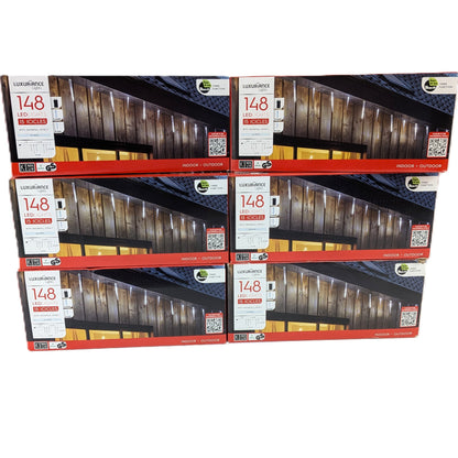 6 Boites de Guirlandes 148 Led Blanc froid 9 mètres - 15 stalactites intérieur/ extérieur avec minuterie