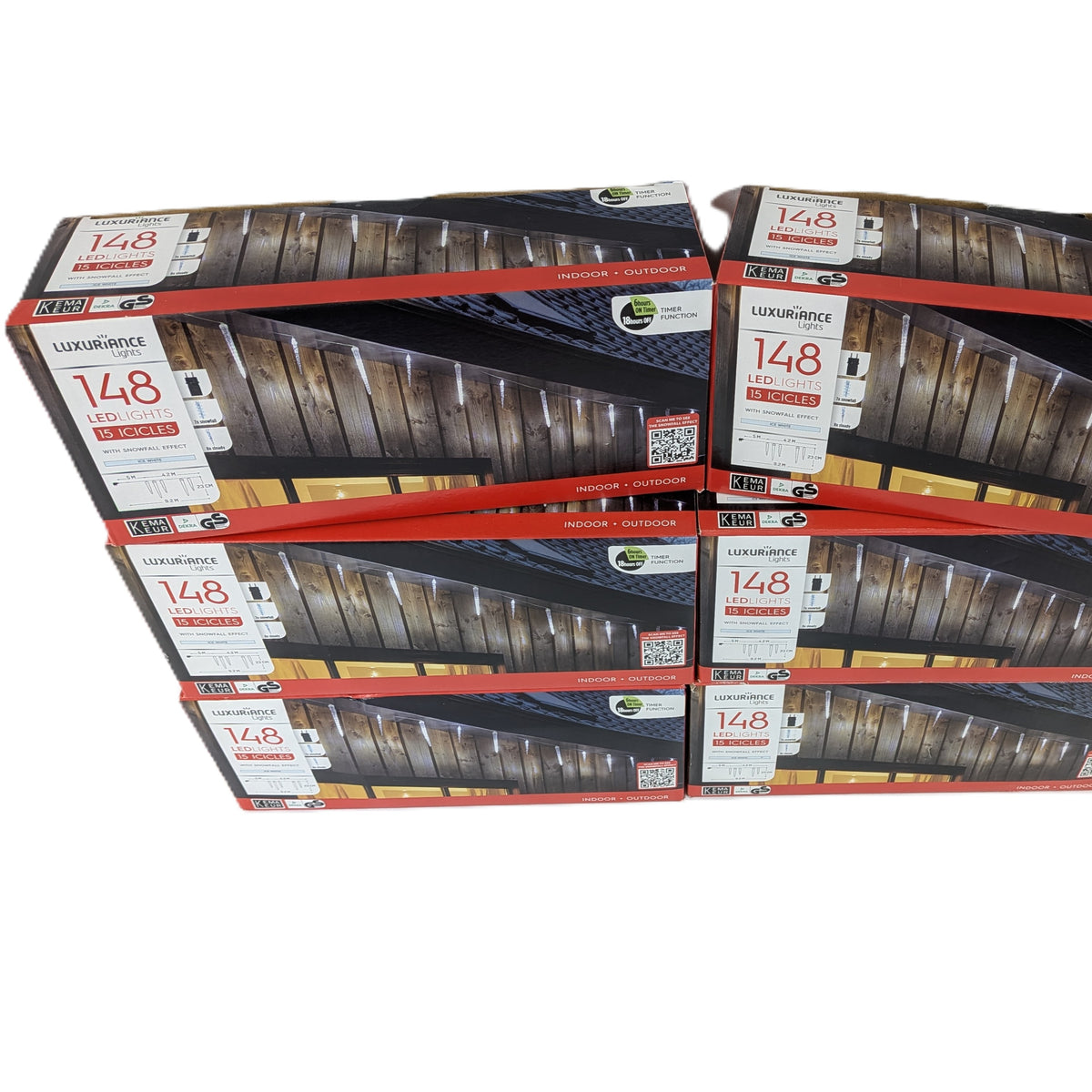 6 Boites de Guirlandes 148 Led Blanc froid 9 mètres - 15 stalactites intérieur/ extérieur avec minuterie