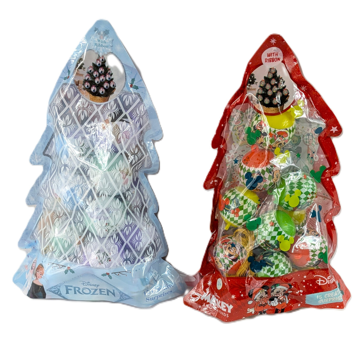 15 Sachets : Ensemble de 15 boules de Noël surprise créatives Disney La Reine des Neiges et Mickey