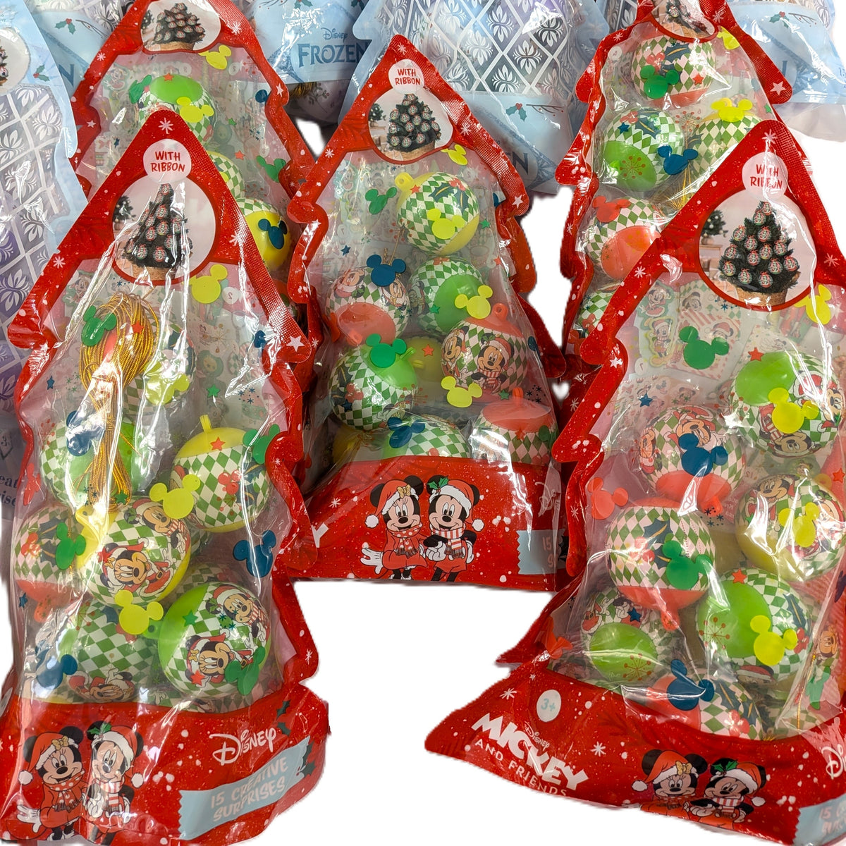 15 Sachets : Ensemble de 15 boules de Noël surprise créatives Disney La Reine des Neiges et Mickey