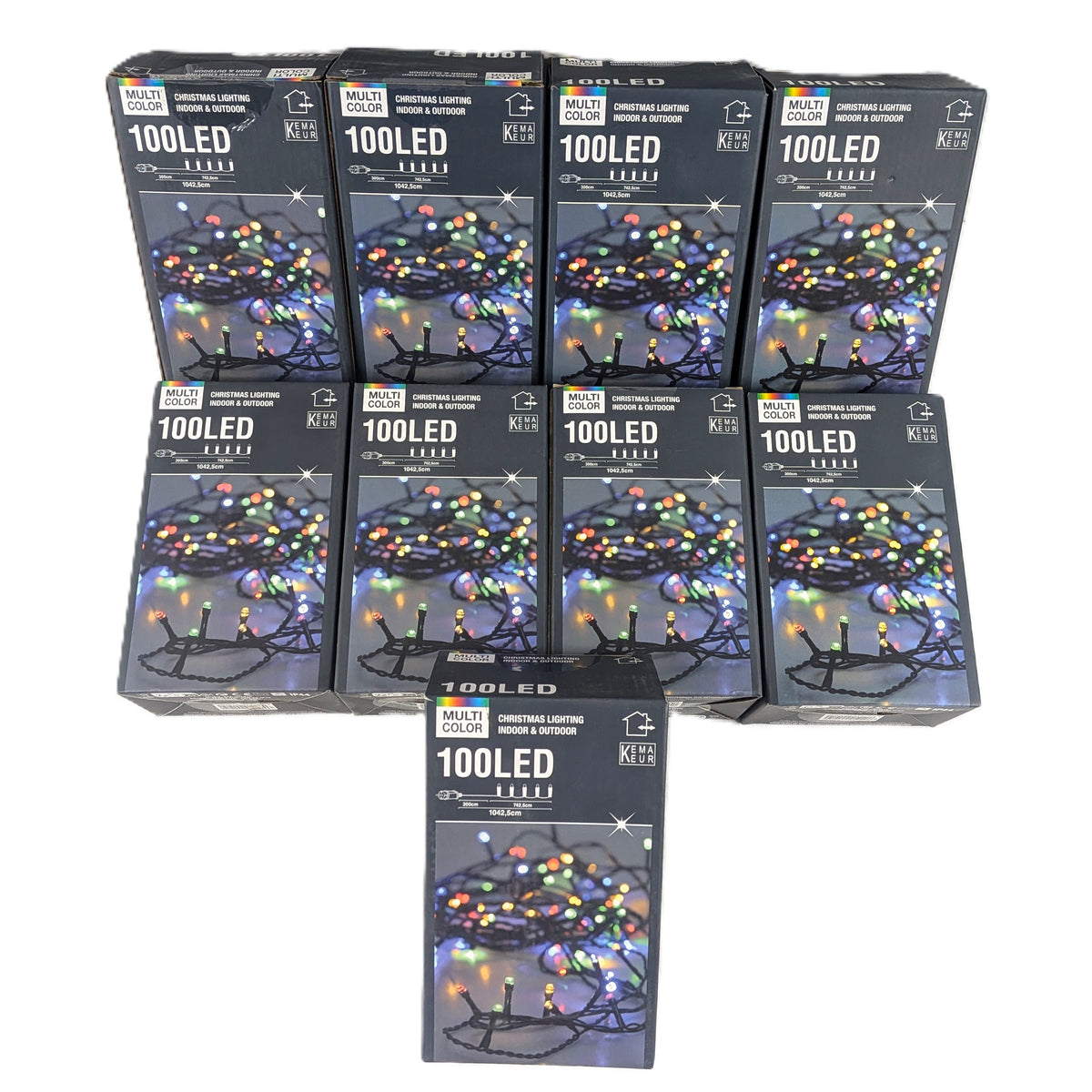 9 Boites : Guirlande lumineuse de Noël multicolore 100 LED - 10 m