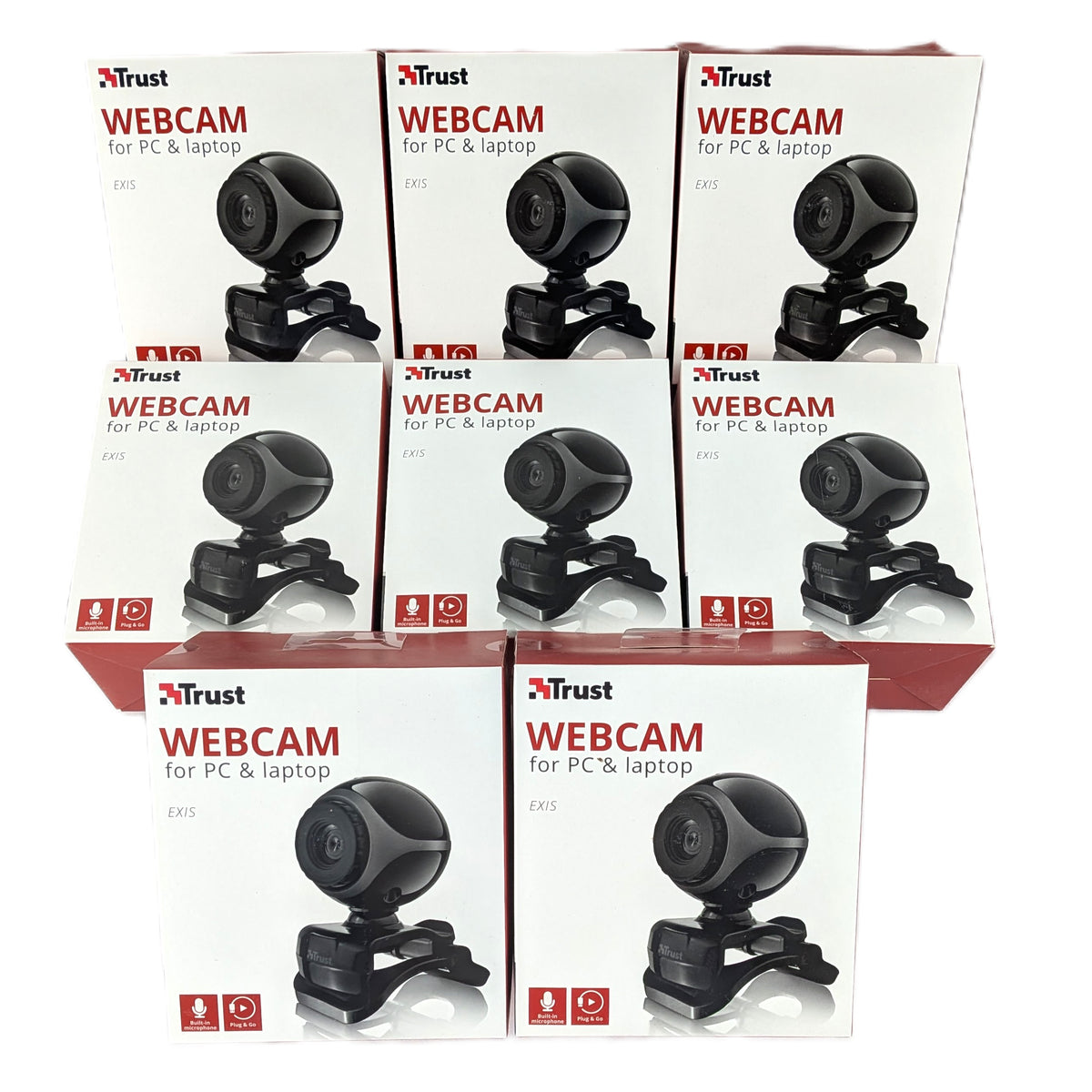 8 Boites : Webcam Trust Exis pour PC portable avec microphone intégré intelligent