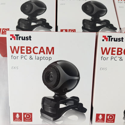 8 Boites : Webcam Trust Exis pour PC portable avec microphone intégré intelligent