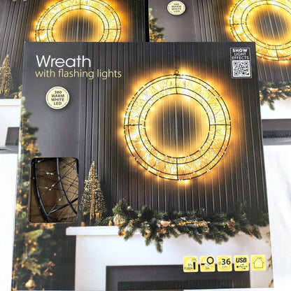 5 Boites : Couronne lumineuse LED Ø 36 cm, cercle LED 360 diodes USB