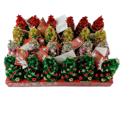 24 Sapins de Noël artificiel avec boules et étoile Ø 9 x 19 cm