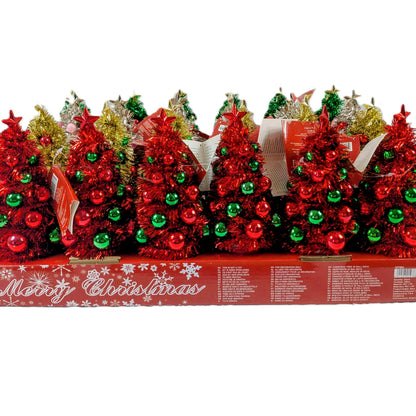 24 Sapins de Noël artificiel avec boules et étoile Ø 9 x 19 cm