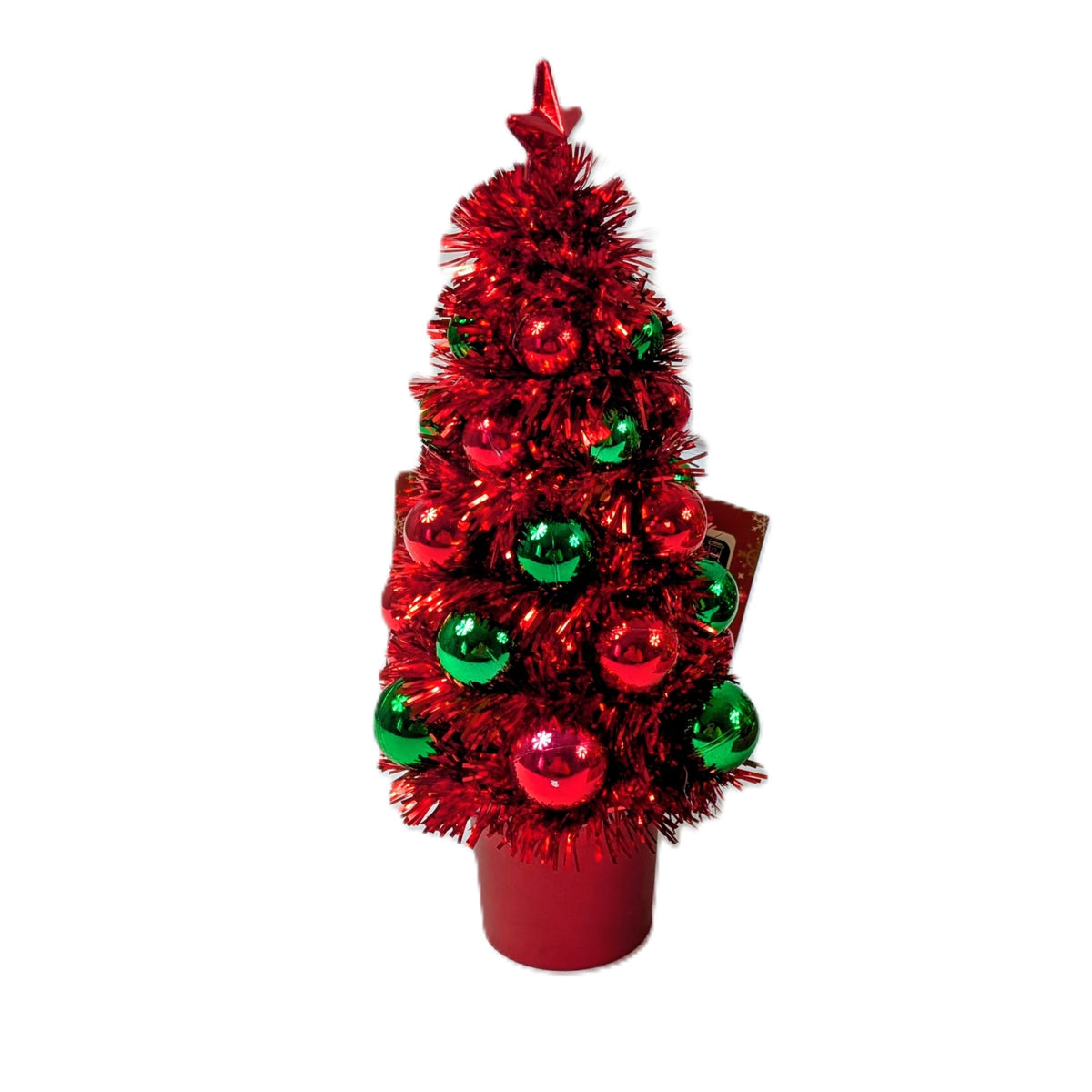24 Sapins de Noël artificiel avec boules et étoile Ø 9 x 19 cm
