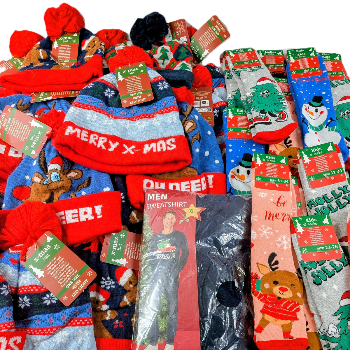 42 Pieces de Noel Bonnets Led et Chaussettes de Noel