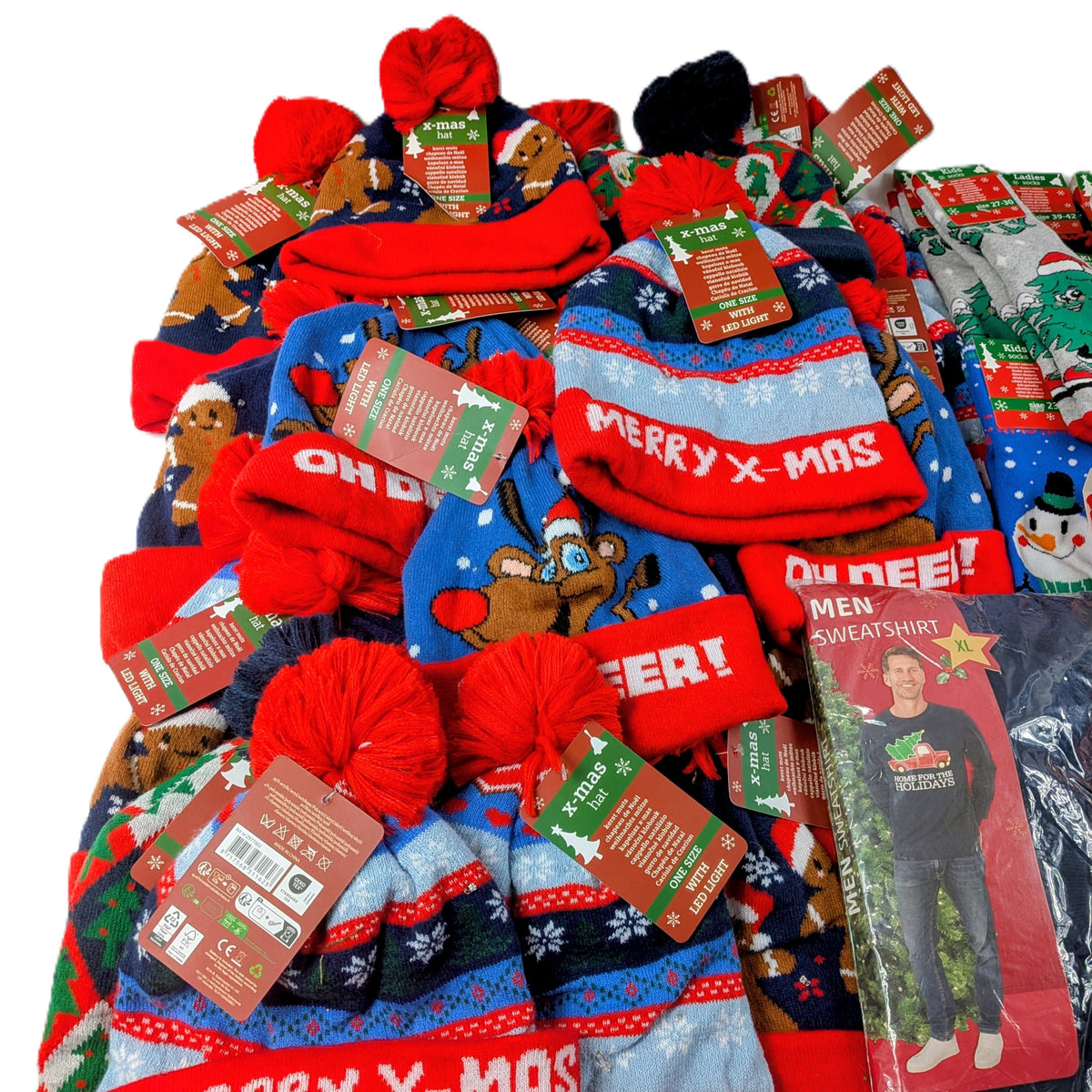 42 Pieces de Noel Bonnets Led et Chaussettes de Noel