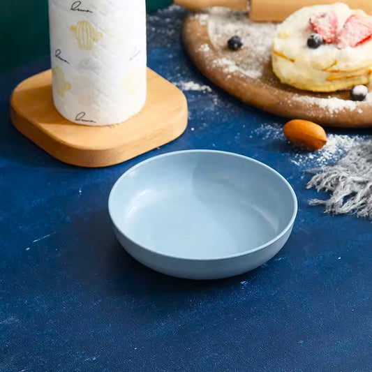 Assiette creuse en mélamine Bleu ø 25 cm.