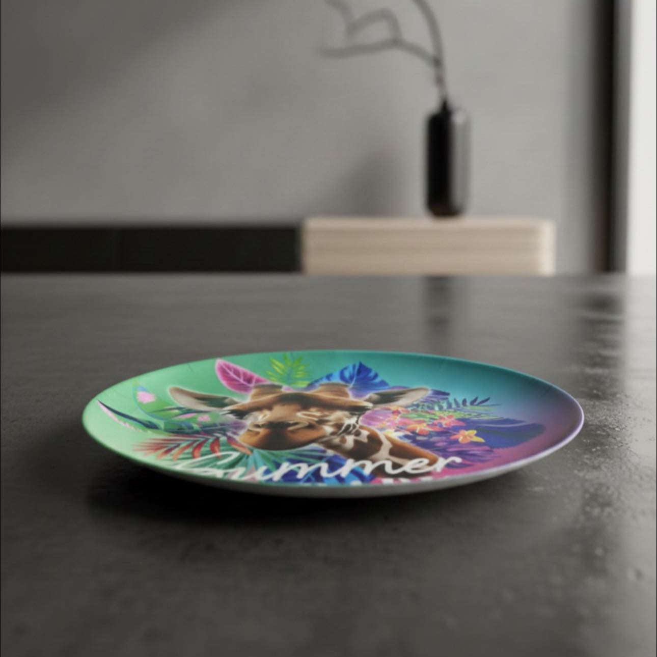 Assiette plate en Mélamine Motif Giraphe 25 cm