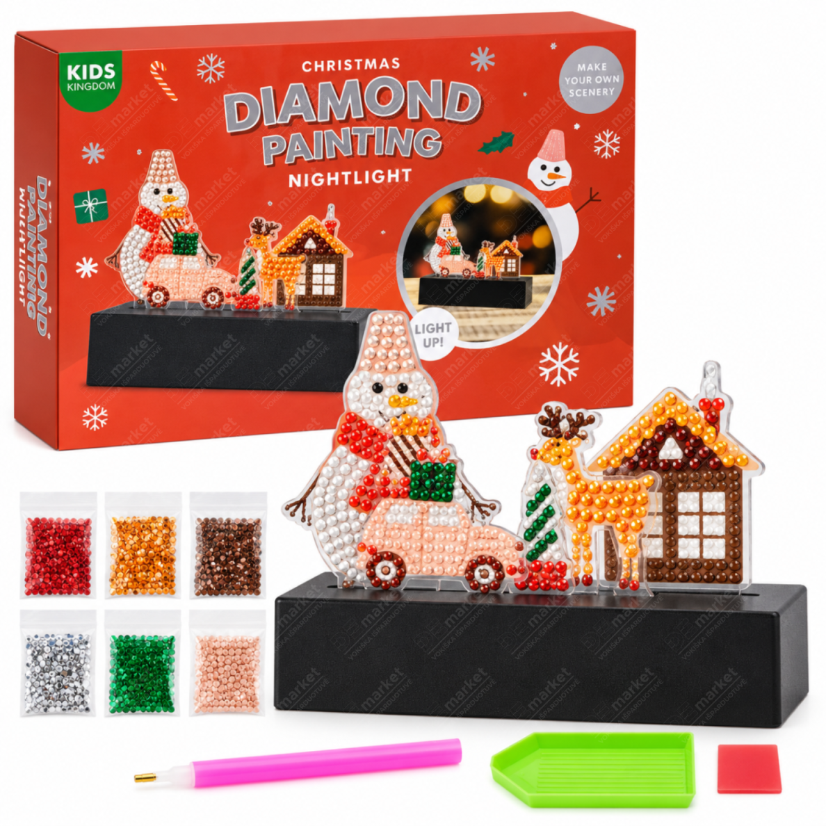 26 Boites : Kit créatif peinture diamant à faire soi-même avec guirlande lumineuse LED de Noël