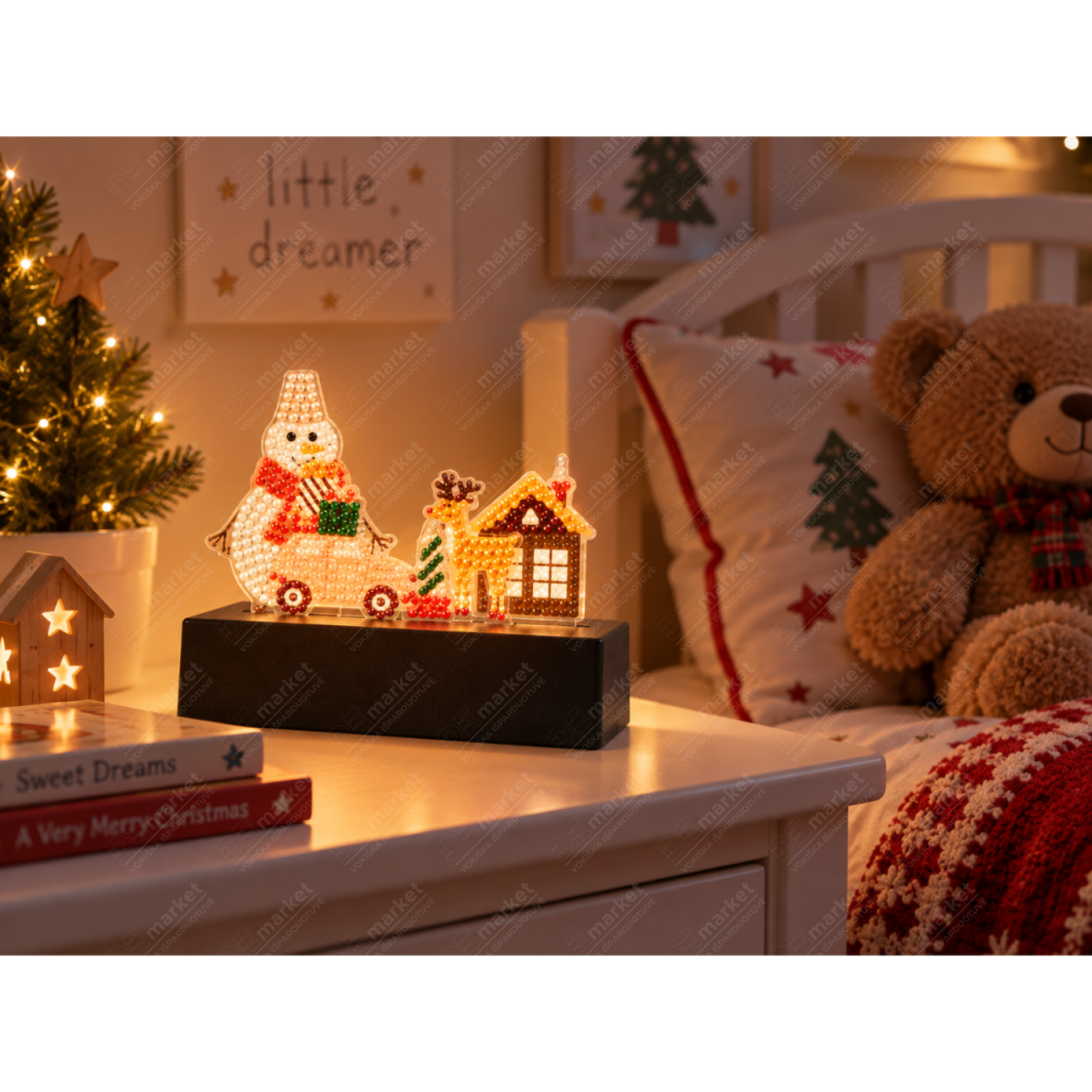 26 Boites : Kit créatif peinture diamant à faire soi-même avec guirlande lumineuse LED de Noël
