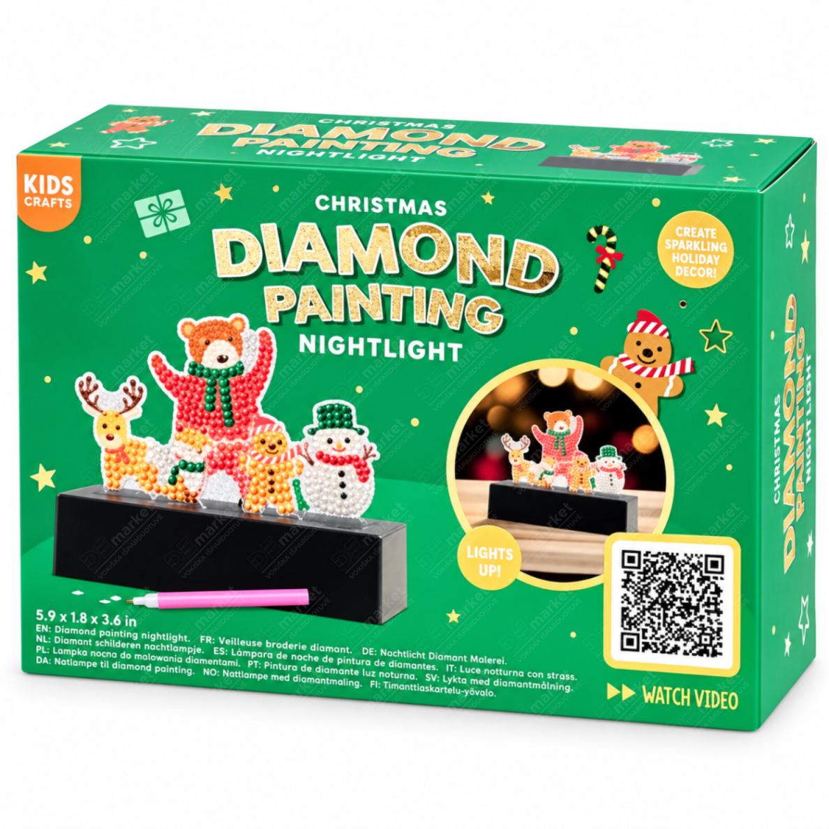 26 Boites : Kit créatif peinture diamant à faire soi-même avec guirlande lumineuse LED de Noël