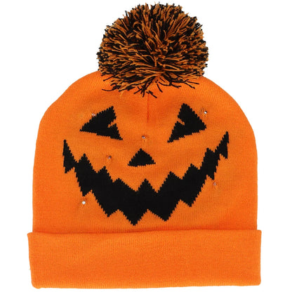 29 Bonnets épais lumineux à LED avec pompon Halloween  T.U