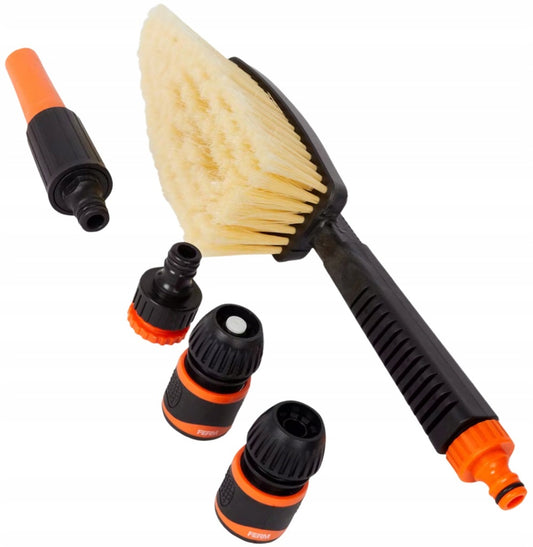 Brosse de Nettoyage Voiture avec Tuyau et Accessoires – Idéale pour Carrosserie et Jantes