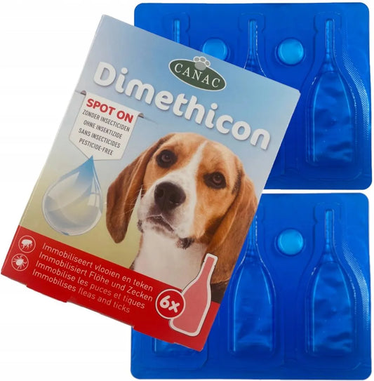 Boite de 6 pipettes anti tiques et anti puces pour chiens, au diméthicone