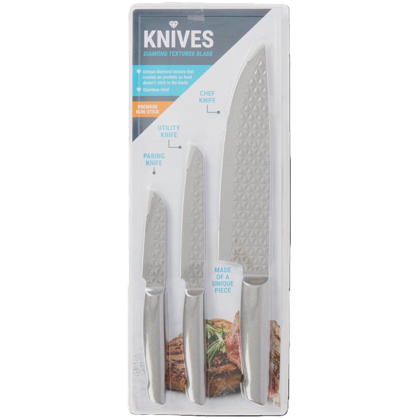 Set de 3 couteaux Diamanté Anti-adhérent