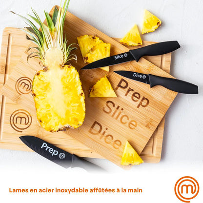 Ensemble de 3 couteaux de cuisine en Acier Inoxydable MasterChef