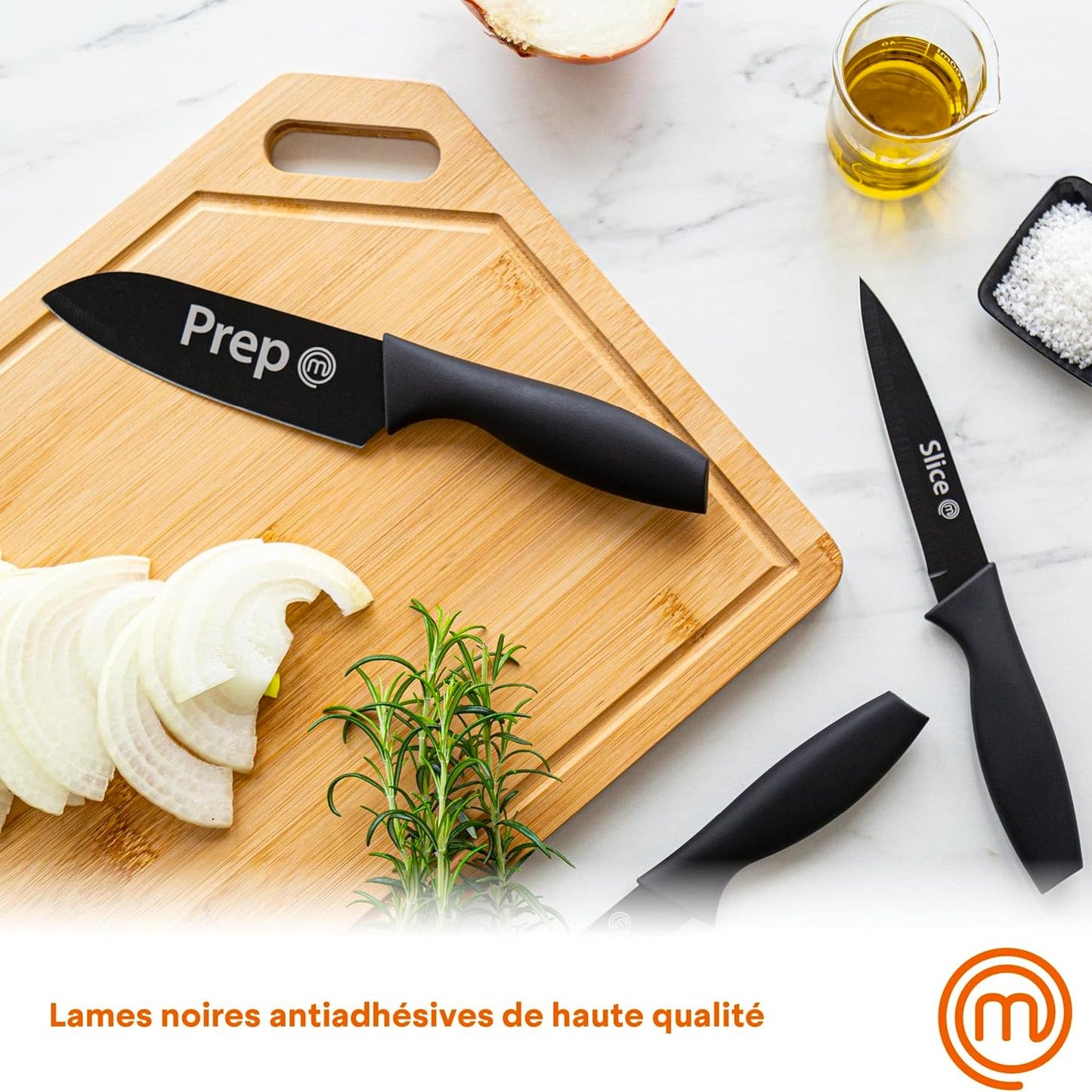 Ensemble de 3 couteaux de cuisine en Acier Inoxydable MasterChef