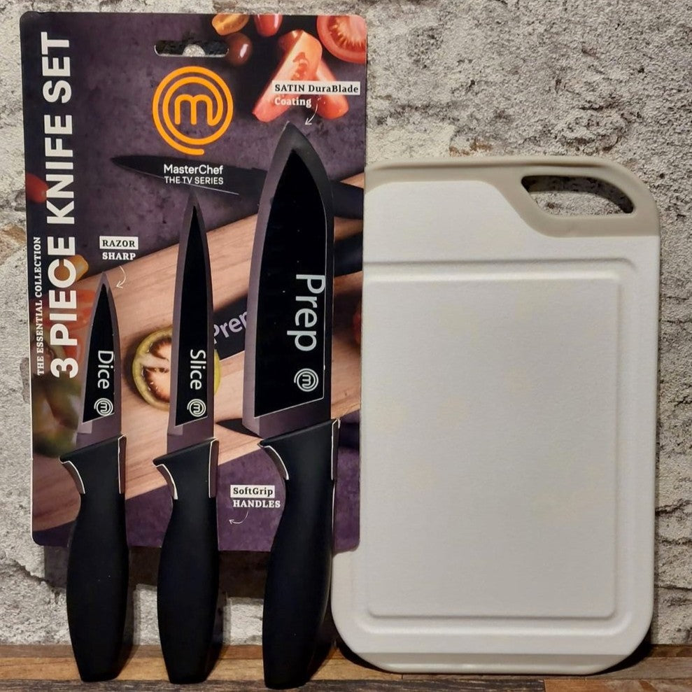 Ensemble de 3 couteaux de cuisine en Acier Inoxydable MasterChef