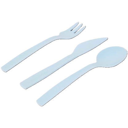 Set de 15 couverts réutilisables, 5 couteaux, 5 fourchettes, 5 cuillères bleu